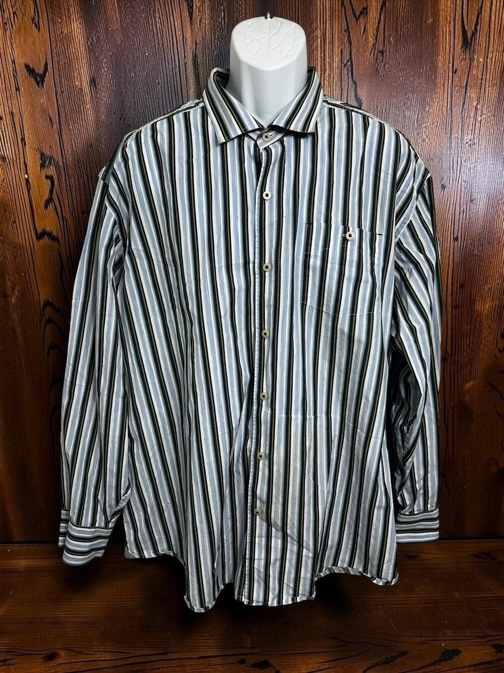 Men's Tommy Bahama Striped Button Front Shirt Sz XXL Long-Sleeve Casual Cotton
